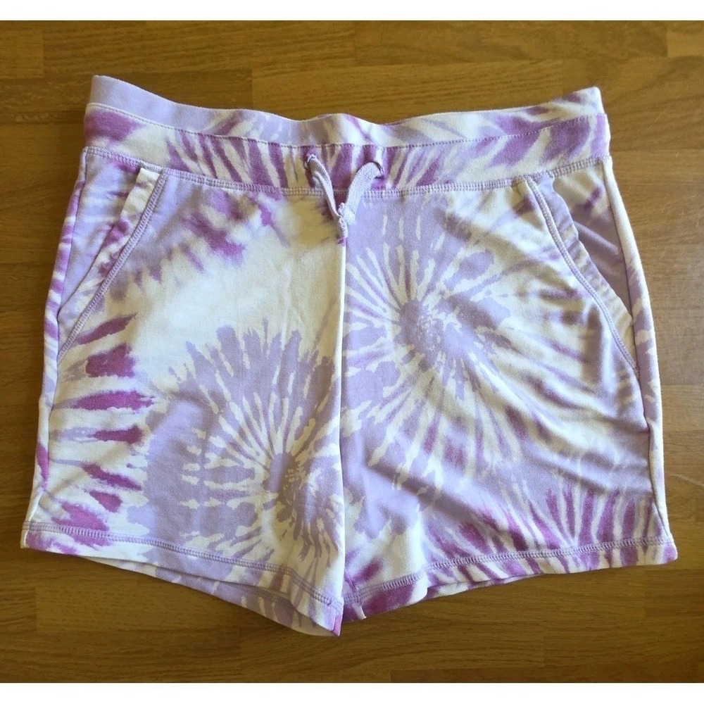 32 Degrees Cool Girls Purple Tie Dye Drawstring Shorts Size Large 14/16 pockets
